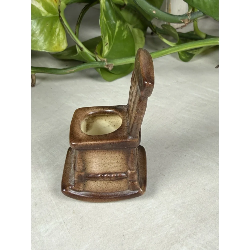 Vintage Brown Rocking Chair Toothpick Holder Unique Grannycore Grandma 2.25”